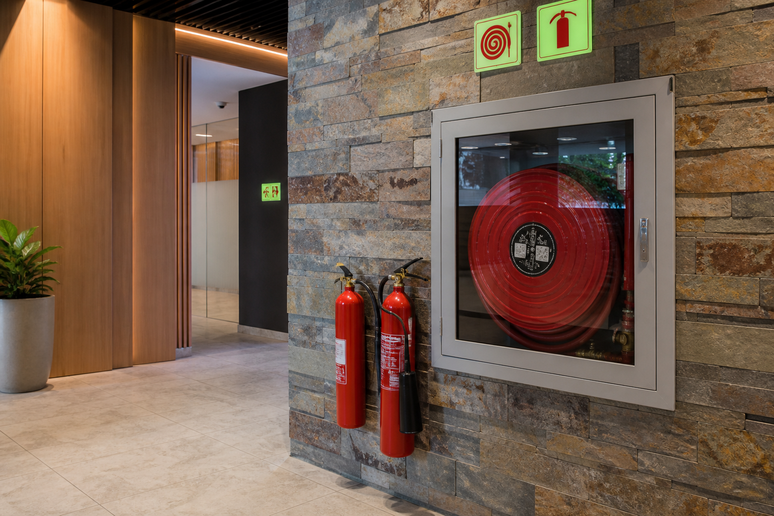 Hospitality fire equipment — representative imagery