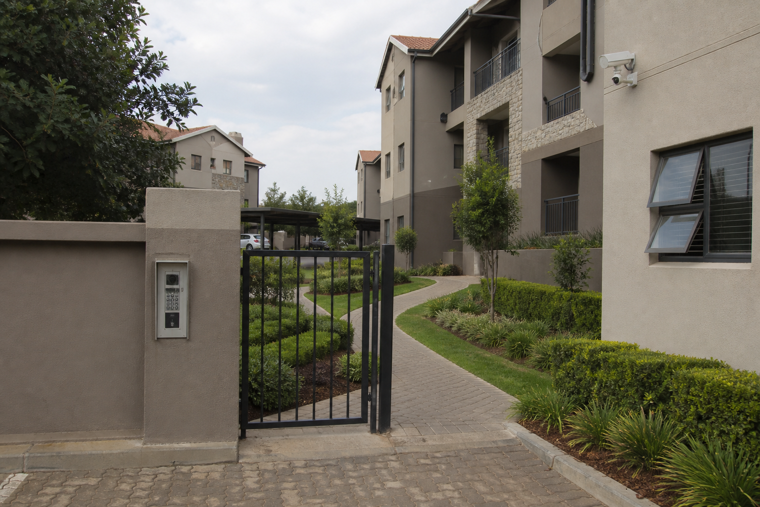 Managed residential complex courtyard
